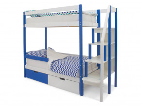 Двухъярусная кровать Svogen с ящиками и бортиком сине-белый в Лысьве - lysva.magazinmebel.ru | фото
