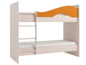 Кровать 2-х ярусная Мая на латофлексах млечный дуб, оранжевая в Лысьве - lysva.magazinmebel.ru | фото - изображение 1