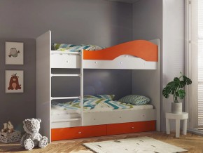 Кровать 2-х ярусная Мая с ящиками на латофлексах белый-оранж в Лысьве - lysva.magazinmebel.ru | фото