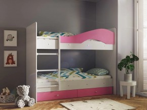 Кровать 2-х ярусная Мая с ящиками на латофлексах белый-розовый в Лысьве - lysva.magazinmebel.ru | фото - изображение 1