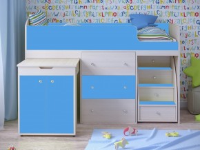 Кровать чердак Малыш 80х180 Дуб молочный, Голубой в Лысьве - lysva.magazinmebel.ru | фото
