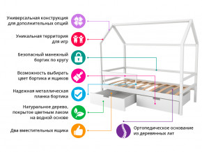 Кровать-домик Svogen с фото с ящиками и бортиком белый/барашки в Лысьве - lysva.magazinmebel.ru | фото - изображение 2