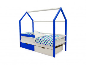 Кровать-домик Svogen с ящиками и бортиком сине-белый в Лысьве - lysva.magazinmebel.ru | фото