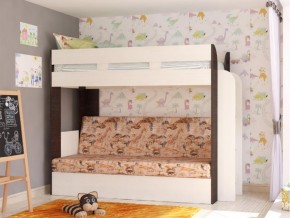 Кровать двухъярусная Карамель 75 венге ткань савана в Лысьве - lysva.magazinmebel.ru | фото