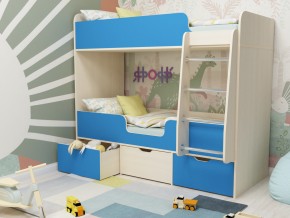 Кровать двухъярусная Малыш двойняшка дуб молочный-голубой в Лысьве - lysva.magazinmebel.ru | фото - изображение 1