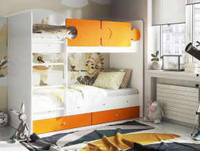 Кровать двухъярусная Тетрис латы с бортиками белый-оранжевый в Лысьве - lysva.magazinmebel.ru | фото - изображение 1