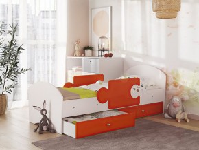 Кровать Мозаика с ящиком и бортиками на ламелях белый-оранж в Лысьве - lysva.magazinmebel.ru | фото