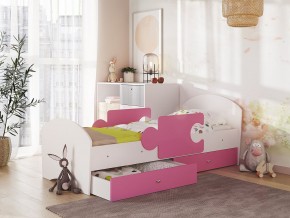 Кровать Мозаика с ящиком и бортиками на ламелях белый-розовый в Лысьве - lysva.magazinmebel.ru | фото