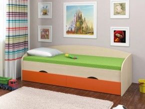 Кровать Соня 2 дуб молочный-оранжевый в Лысьве - lysva.magazinmebel.ru | фото