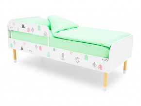 Кровать Stumpa Классика с бортиком рисунок Домики розовый, бирюзовый в Лысьве - lysva.magazinmebel.ru | фото