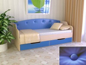 Кровать Юниор Тип 2 дуб молочный/синий 800х1600 в Лысьве - lysva.magazinmebel.ru | фото