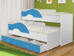 Кровать выкатная Радуга с ящиком 80х160 белая-голубой в Лысьве - lysva.magazinmebel.ru | фото