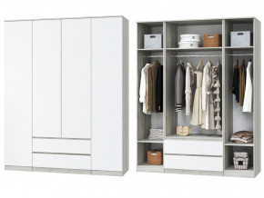 Шкаф для одежды четырехдверный Лори дуб серый, белый в Лысьве - lysva.magazinmebel.ru | фото