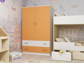Шкаф двухстворчатый белый-оранж в Лысьве - lysva.magazinmebel.ru | фото
