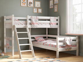 Угловая кровать Соня Вариант 8 с наклонной лестницей белая в Лысьве - lysva.magazinmebel.ru | фото